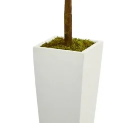 Trees & Topiaries-Kirkland's Home Fiddle Leaf Fig In White Tower Planter