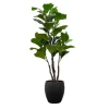 Trees & Topiaries-Kirkland's Home Fiddle Leaf Fig Tree In Black Wood Pot