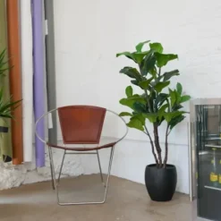 Trees & Topiaries-Kirkland's Home Fiddle Leaf Fig Tree In Black Wood Pot