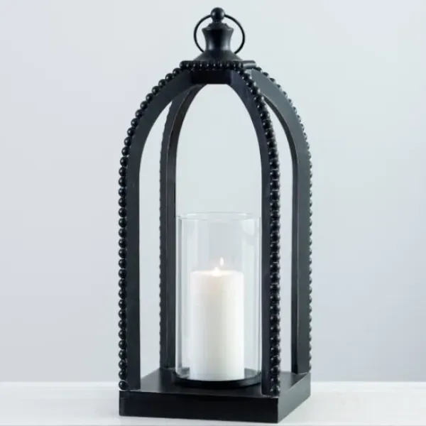 Lanterns-Kirkland's Home Fieldstone Beaded Lantern, 21 In. Black