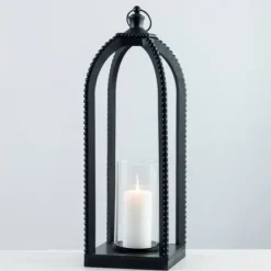 Lanterns-Kirkland's Home Fieldstone Beaded Lantern, 27 In. Black