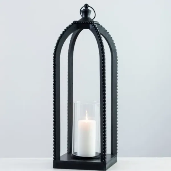 Lanterns-Kirkland's Home Fieldstone Beaded Lantern, 27 In. Black