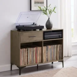 Tv Stands & Media Consoles-Kirkland's Home Finn Record Storage Media Cabinet Brown