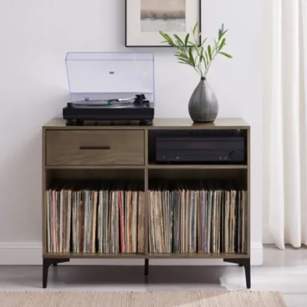 Tv Stands & Media Consoles-Kirkland's Home Finn Record Storage Media Cabinet Brown