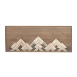 Wall Plaques-Kirkland's Home Fir Wood Abstract Mountain Range Plaque Brown
