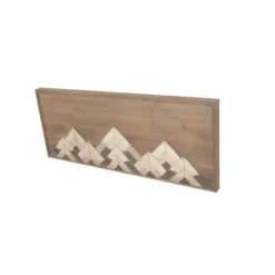 Wall Plaques-Kirkland's Home Fir Wood Abstract Mountain Range Plaque Brown