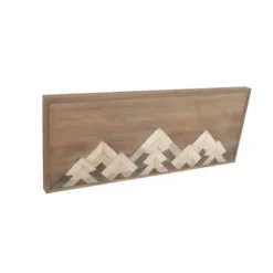 Wall Plaques-Kirkland's Home Fir Wood Abstract Mountain Range Plaque Brown