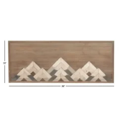 Wall Plaques-Kirkland's Home Fir Wood Abstract Mountain Range Plaque Brown