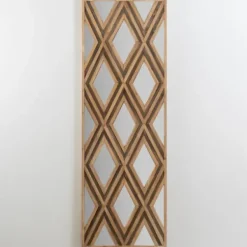 Wall Plaques-Kirkland's Home Fir Wood Diamond Mirrored Wall Plaque Tan/Gray