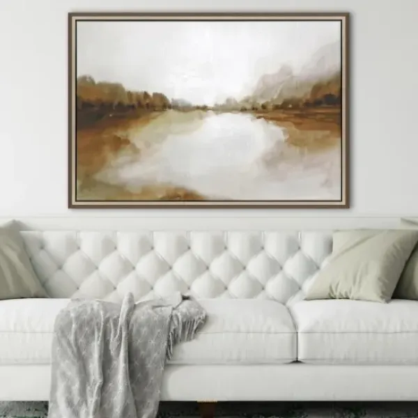 Framed Art-Kirkland's Home Firestone Lake View Framed Canvas Art Print Brown/Gray