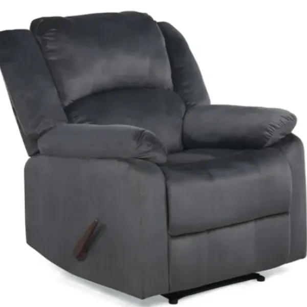 Accent Chairs-Kirkland's Home Flannel Overstuffed Pull Recliner Gray