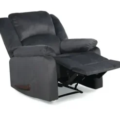 Accent Chairs-Kirkland's Home Flannel Overstuffed Pull Recliner Gray
