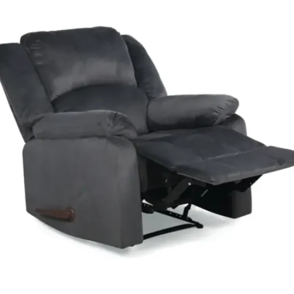 Accent Chairs-Kirkland's Home Flannel Overstuffed Pull Recliner Gray