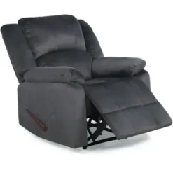 Accent Chairs-Kirkland's Home Flannel Overstuffed Pull Recliner Gray