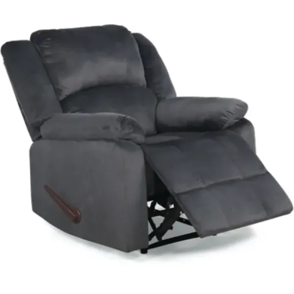Accent Chairs-Kirkland's Home Flannel Overstuffed Pull Recliner Gray