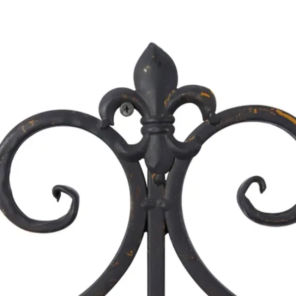 Sconces-Kirkland's Home Fleur Distressed Black Iron Sconce, 25 In.