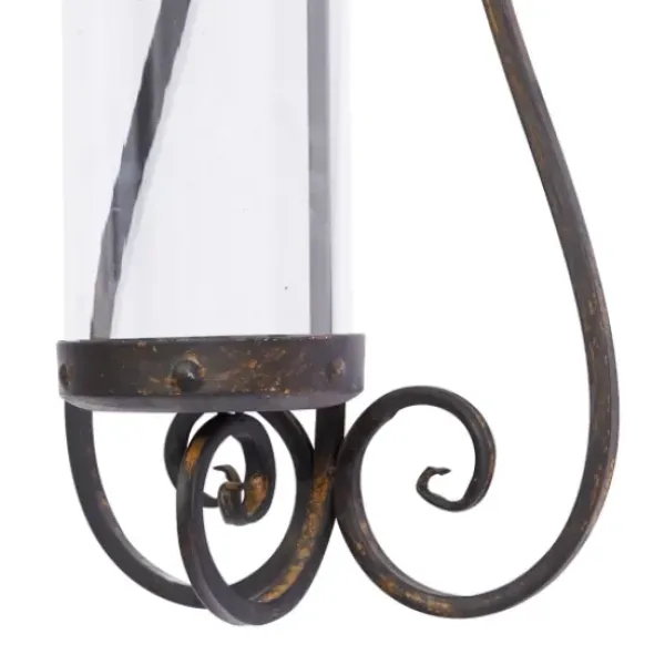 Sconces-Kirkland's Home Fleur Distressed Black Iron Sconce, 31 In.