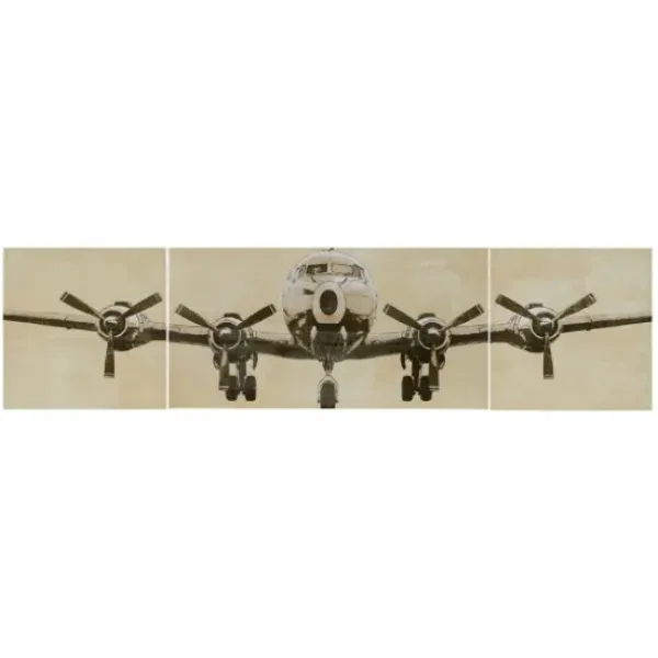 Canvas Art-Kirkland's Home Flight Design Canvas Art Prints, Set Of 3 Tan/Black