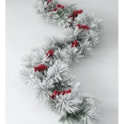 Arrangements & Greenery-Kirkland's Home Flocked Pine And Berry Garland White