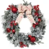 Wreaths-Kirkland's Home Flocked Pine Wreath With Berries And Ornaments Red/Green