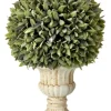 Trees & Topiaries-Kirkland's Home Flocked Sage Ball In Urn Arrangement, 15 In. Green