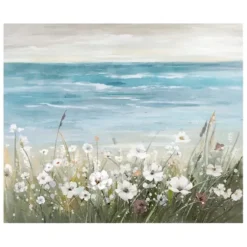 Canvas Art-Kirkland's Home Floral Beach Giclee Canvas Art Print, 40X32 In. White/Blue/Green