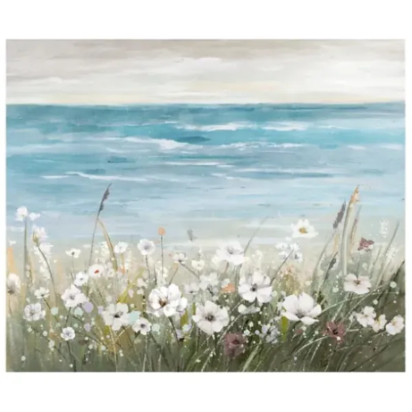 Canvas Art-Kirkland's Home Floral Beach Giclee Canvas Art Print, 40X32 In. White/Blue/Green