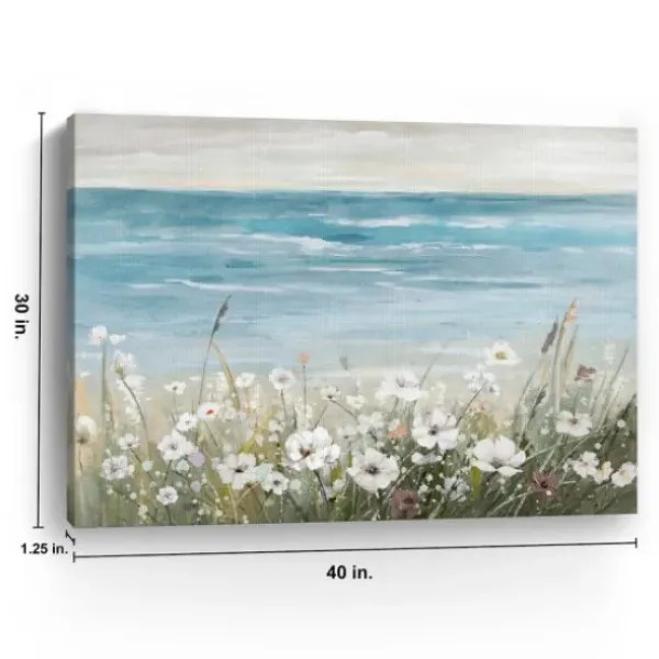 Canvas Art-Kirkland's Home Floral Beach Giclee Canvas Art Print, 40X32 In. White/Blue/Green