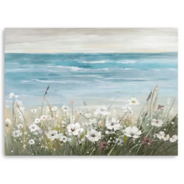 Canvas Art-Kirkland's Home Floral Beach Giclee Canvas Art Print, 48X36 In. Blue