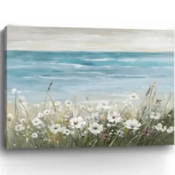 Canvas Art-Kirkland's Home Floral Beach Giclee Canvas Art Print, 48X36 In. Blue
