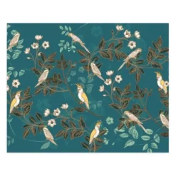 Wall Murals & Wall Decals-Kirkland's Home Floral Birds Peel And Stick Wall Mural Blue/Yellow