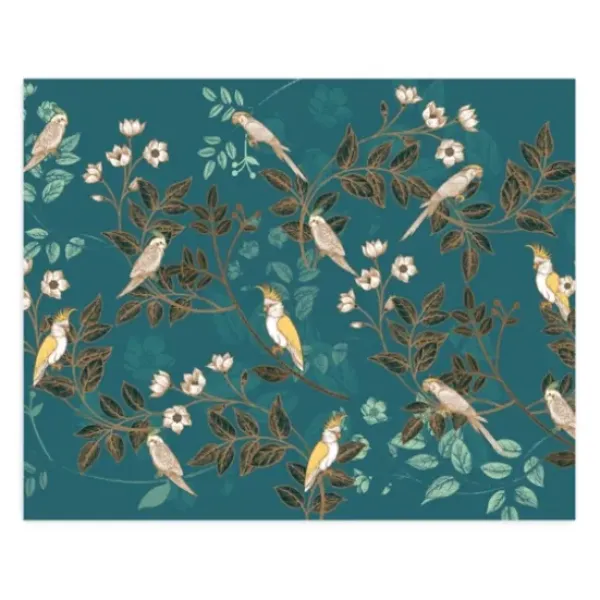 Wall Murals & Wall Decals-Kirkland's Home Floral Birds Peel And Stick Wall Mural Blue/Yellow