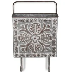 Wall Storage-Kirkland's Home Floral Embossed Metal Wall Pocket