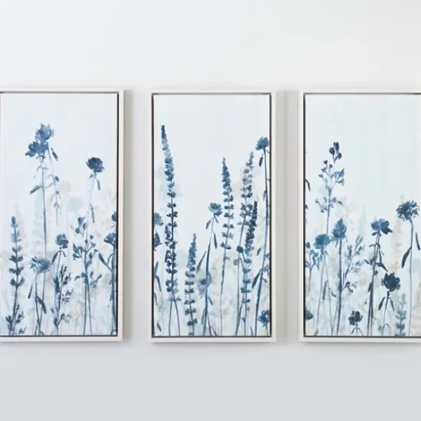 Canvas Art-Kirkland's Home Floral Framed Canvas Art Prints, Set Of 3 Blue