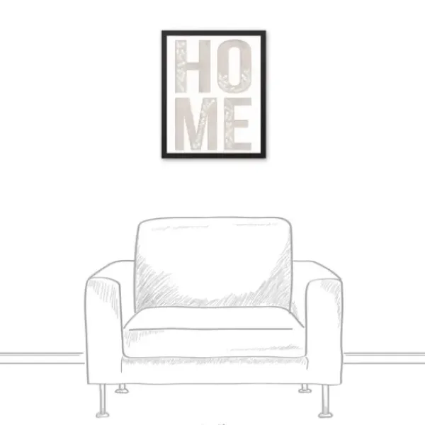 Wall Quotes & Signs-Kirkland's Home Floral Home Black Framed Canvas Art Print Black/White/Gray