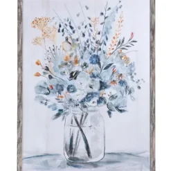 Framed Art-Kirkland's Home Floral In A Jar Ii Framed Wall Art Print Blue