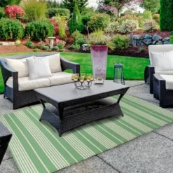 Outdoor Rugs-Kirkland's Home Floral Medallion Jenn Outdoor Rug, 5X7 Blue/Green