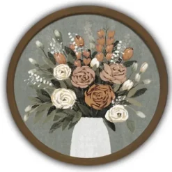 Framed Art-Kirkland's Home Floral Spice Bouquet Round Framed Print Brown