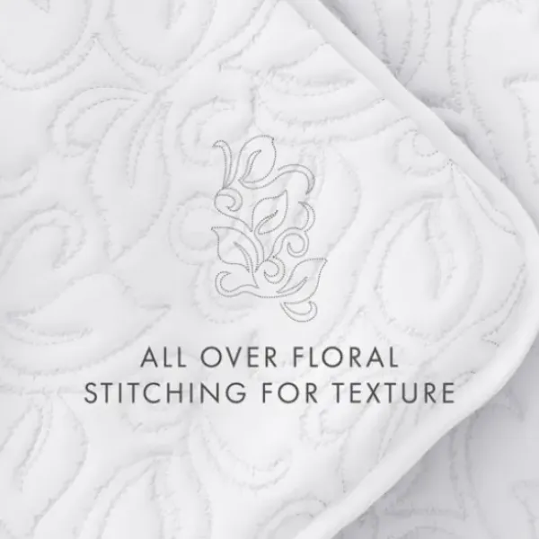 Quilts-Kirkland's Home Floral Stitch 3-Pc. King Quilt Set White