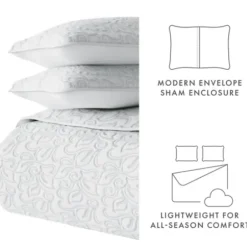 Quilts-Kirkland's Home Floral Stitch 3-Pc. King Quilt Set Gray