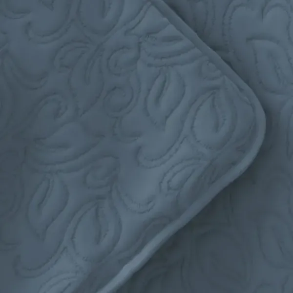 Quilts-Kirkland's Home Floral Stitch 3-Pc. Queen Quilt Set Blue