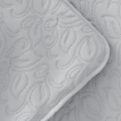 Quilts-Kirkland's Home Floral Stitch 3-Pc. Queen Quilt Set Gray