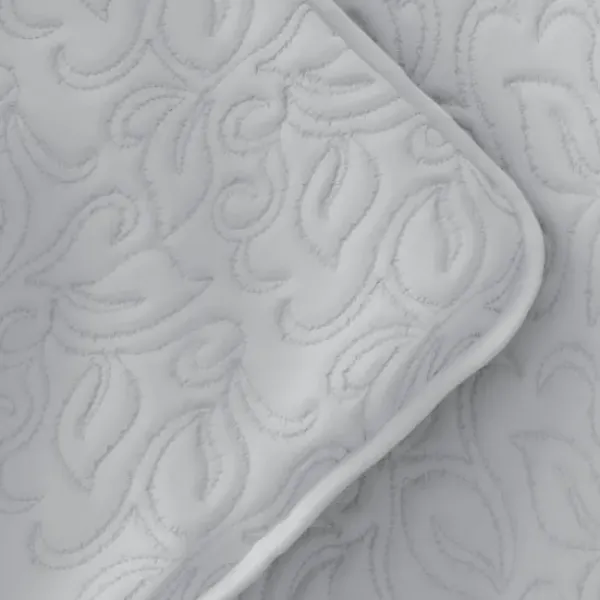 Quilts-Kirkland's Home Floral Stitch 3-Pc. Queen Quilt Set Gray