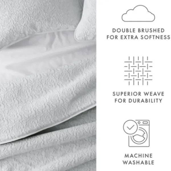 Quilts-Kirkland's Home Floral Stitch 3-Pc. Queen Quilt Set Gray