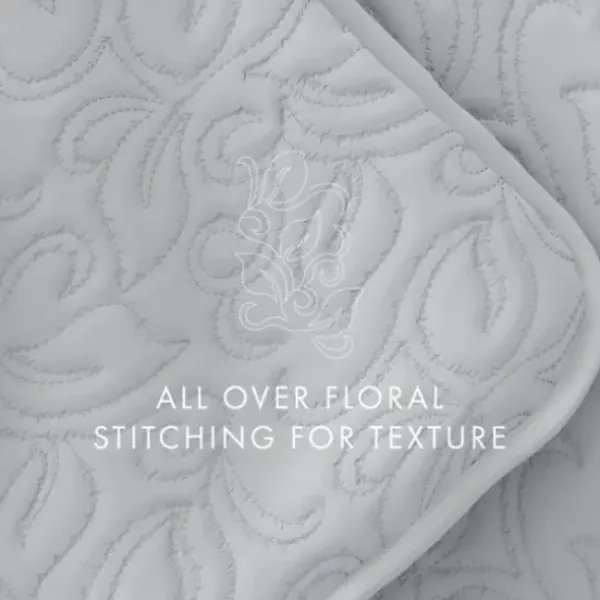 Quilts-Kirkland's Home Floral Stitch 3-Pc. Queen Quilt Set Gray