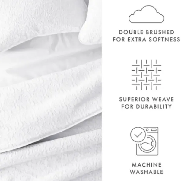 Quilts-Kirkland's Home Floral Stitch 2-Pc. Twin Quilt Set White