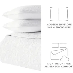 Quilts-Kirkland's Home Floral Stitch 2-Pc. Twin Quilt Set White