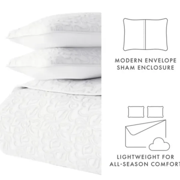 Quilts-Kirkland's Home Floral Stitch 2-Pc. Twin Quilt Set White