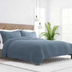 Quilts-Kirkland's Home Floral Stitch 2-Pc. Twin Quilt Set Blue
