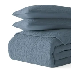 Quilts-Kirkland's Home Floral Stitch 2-Pc. Twin Quilt Set Blue